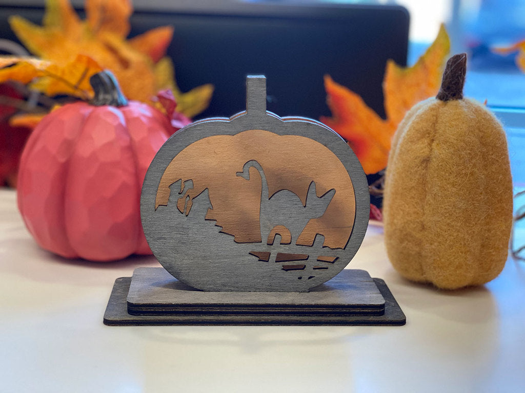 Calabaza con gatito decorativa