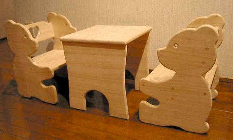 Set sillas y mesa de ositos para niños