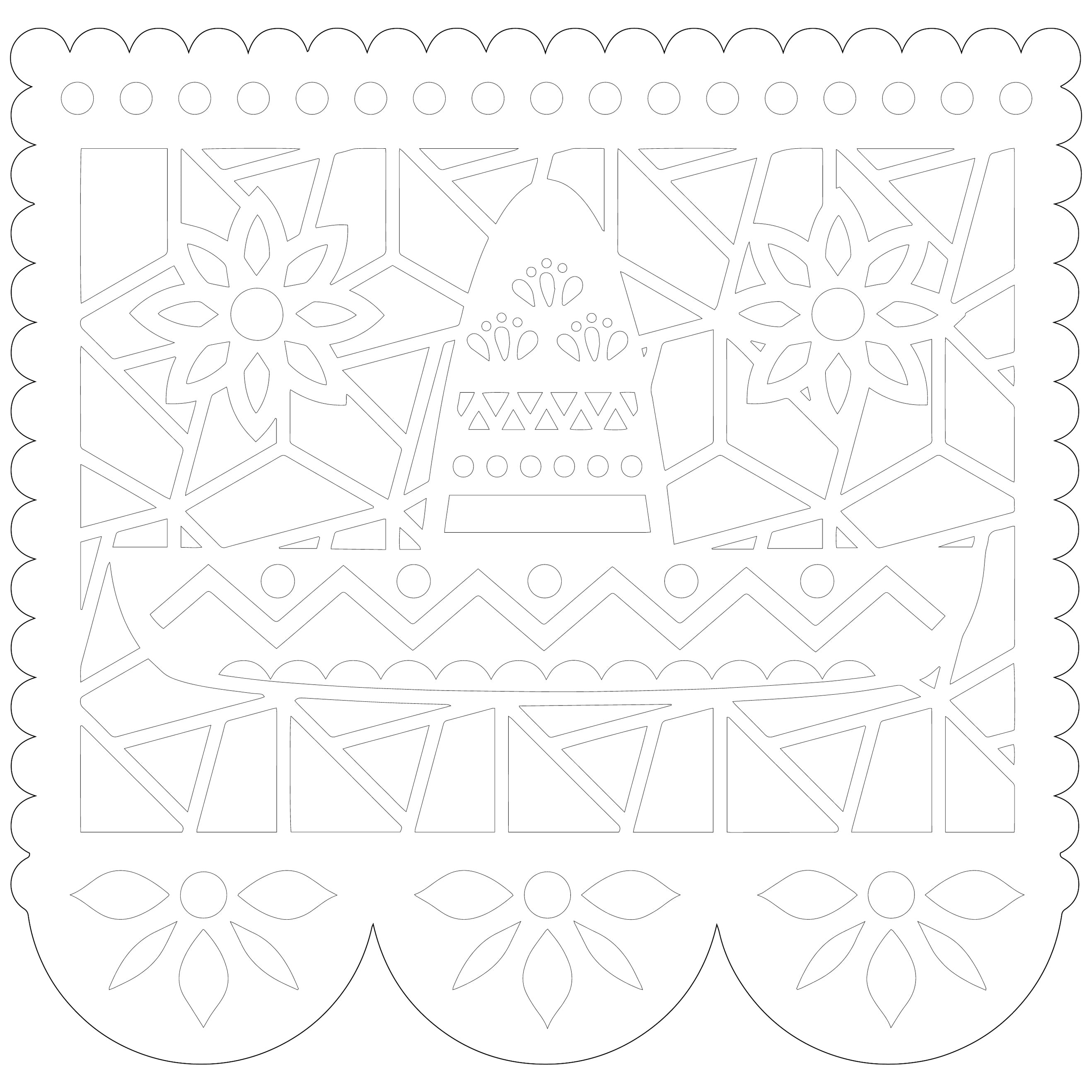 Papel picado con sombrero mexicano
